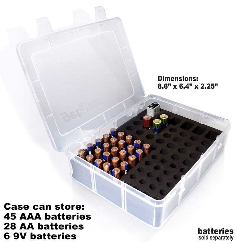 GETGEAR battery storage case for AA, AAA, and 9 Volt batteries, customized inlay to hold battery neat (Clear Large) - Image 3